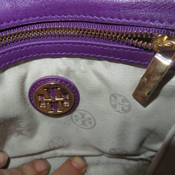 Tory Burch Vibrant Purple Leather flap Messenger Crossbody Handbag W/ dustbag - Picture 11 of 16